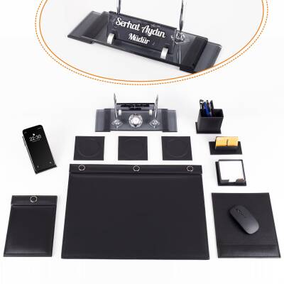 11 Parça Düğmeli Sümen Takımı - Gümüş Elit Kristal İsimlik Lüks Sümen Takımı 