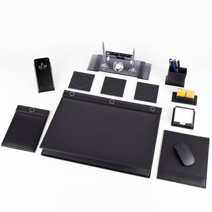 11 Parça Düğmeli Sümen Takımı - Gümüş Elit Kristal İsimlik Lüks Sümen Takımı - 4