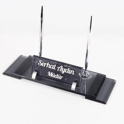 11 Parça Düğmeli Sümen Takımı - Gümüş Elit Kristal İsimlik Lüks Sümen Takımı - 6