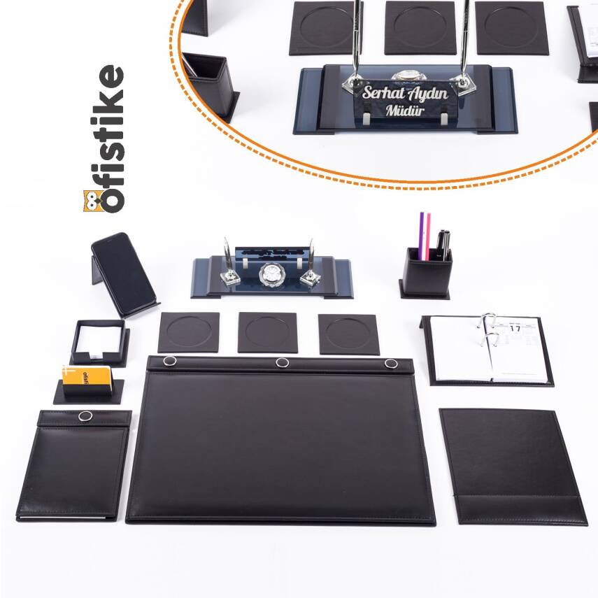 10 Parça Düğmeli Sümen Takımı - Gümüş Elit Kristal İsimlik Lüks Sümen Takımı - 1