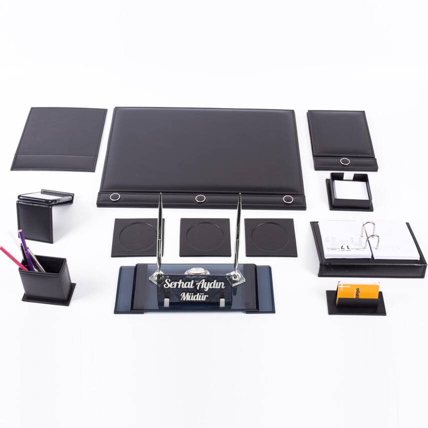 10 Parça Düğmeli Sümen Takımı - Gümüş Elit Kristal İsimlik Lüks Sümen Takımı - 3