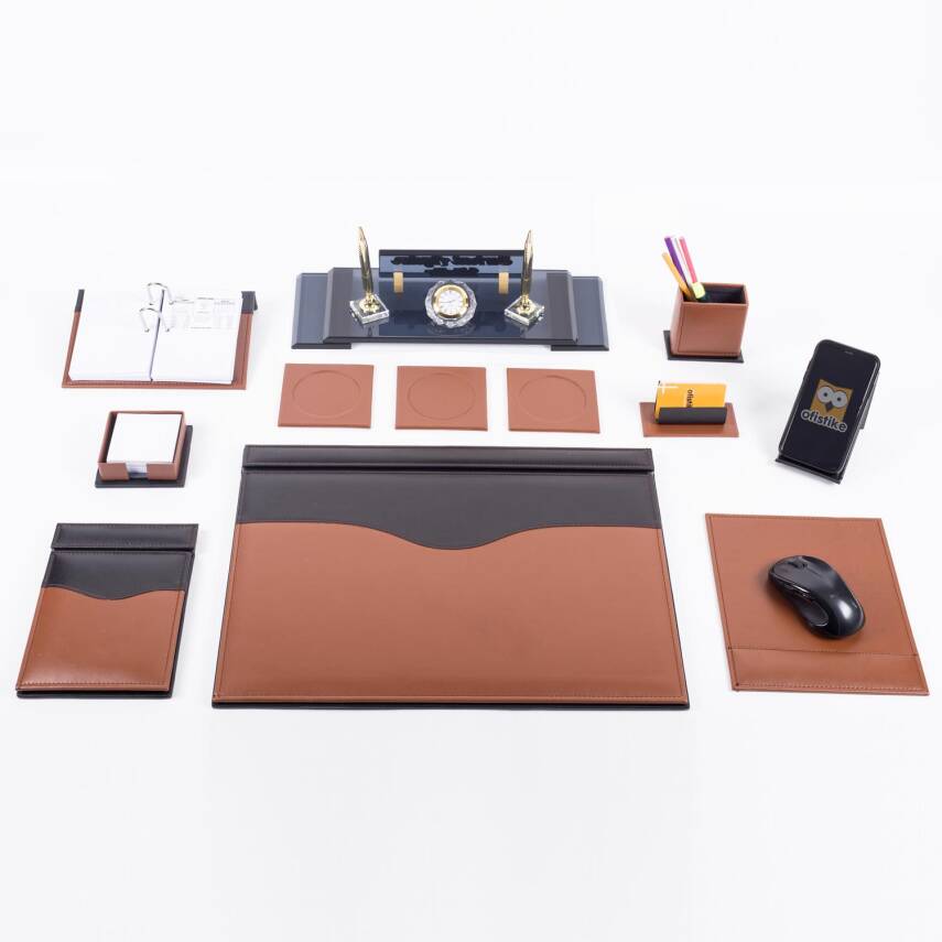 10 Parça Taba Siyah Lüks Sümen Takımı Elit İsimlik Lüks Sümen Seti Kristal Masa İsimliği Masa Sümeni - 2