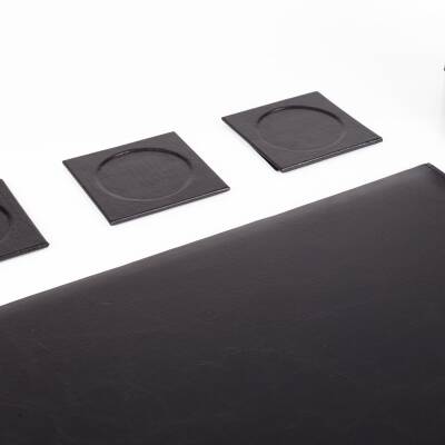 8 Parça Siyah Deri Sümen Seti Yeni İş Hediyesi Ekonomik Kaliteli Masa Sümen Takımı Ofis Hediyesi - 4