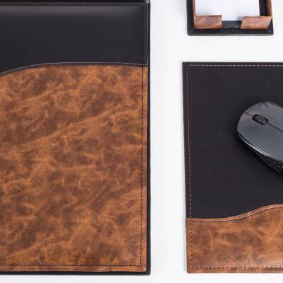 9 Parça Kök Ağaç Ahşap Desen Siyah Lüks Sümen Takımı Elit Kristal Ofis Masa İsimliği Sümen Seti - 6