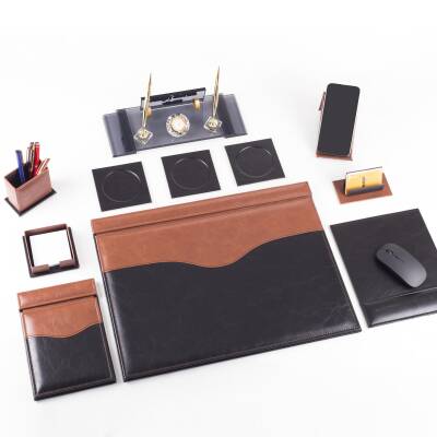 9 Parça Siyah Taba Lüks Sümen Takımı Elit İsimlik Lüks Sümen Seti Kristal Masa İsimliği Masa Sümeni - 3