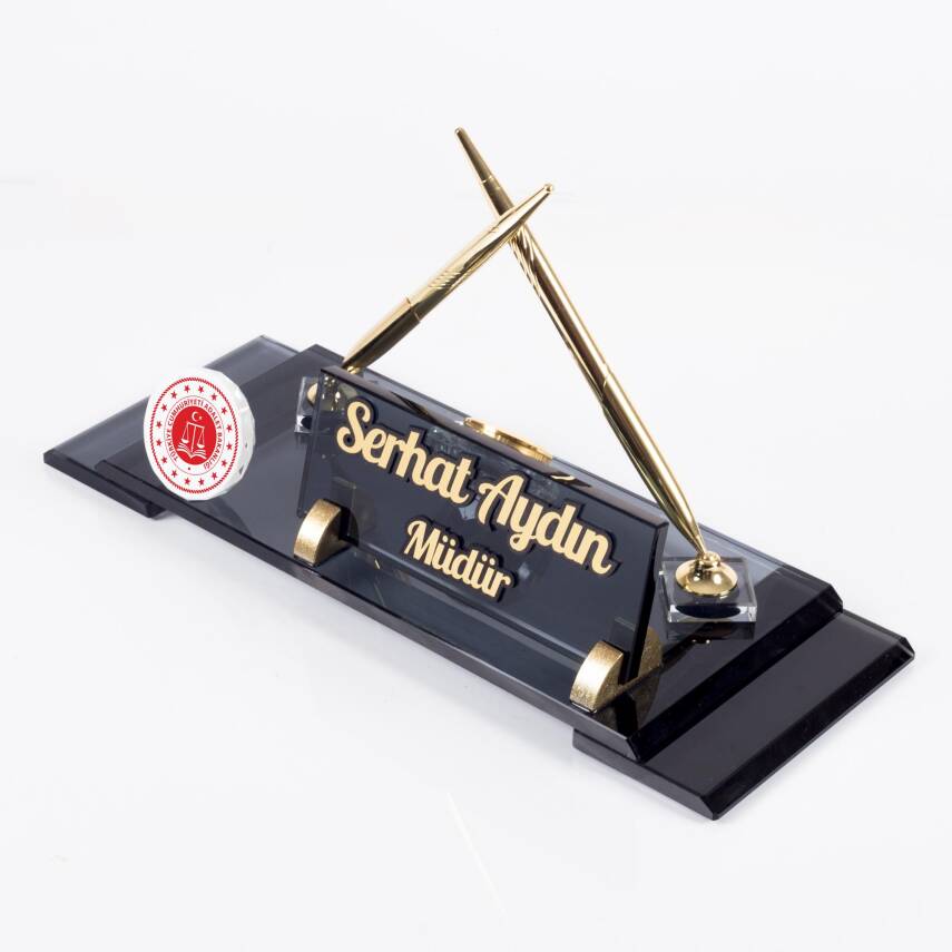 Adalet Bakanlığı Logolu Masa İsimliği Kurumlara Özel Elit Kristal Ofis Masaüstü İsimlik - 4