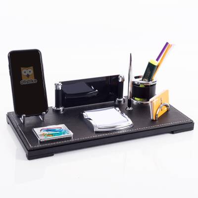 Arya Masa İsimliği Siyah Yönetici Ofis Masaüstü İsimlik Seti Masa üstü Organizer - 2