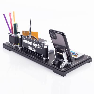 Arya Masa İsimliği Siyah Yönetici Ofis Masaüstü İsimlik Seti Masa üstü Organizer - 3
