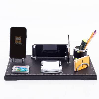 Arya Masa İsimliği Siyah Yönetici Ofis Masaüstü İsimlik Seti Masa üstü Organizer - 4