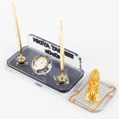 Aslan Biblolu Masa İsimlik Desenli Lion Ofis Masa İsimliği Yatan Aslan Ofis Masa üstü İsimlik - 5