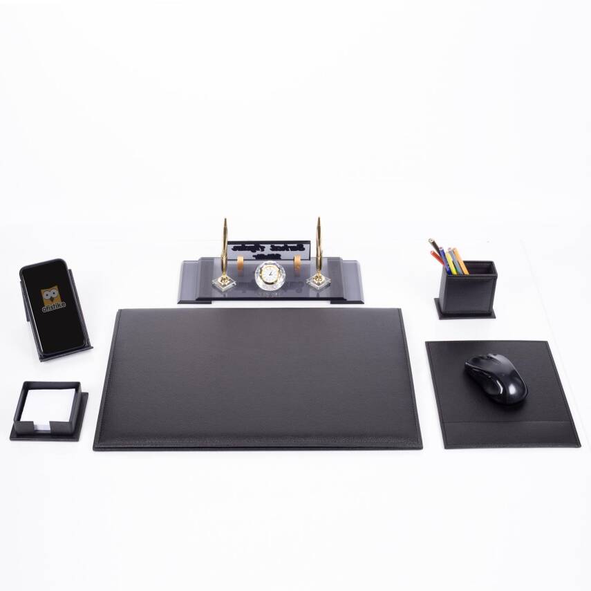 Assos Deri Sümen Takımı Kristal Masa İsimliği Sümen Seti Ofis Masa Sümeni ve Masa İsimlik - 3