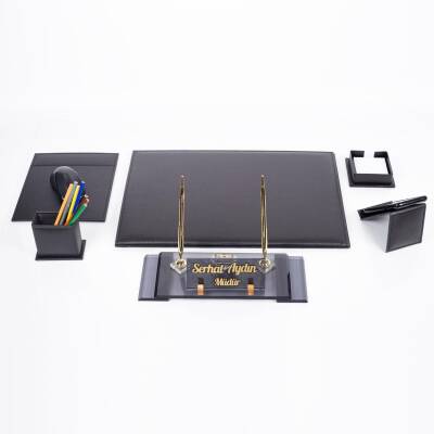 Assos Deri Sümen Takımı Kristal Masa İsimliği Sümen Seti Ofis Masa Sümeni ve Masa İsimlik - 2