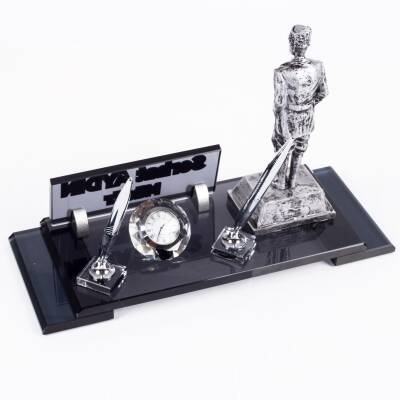 Atatürk Heykeli Biblolu Elit Kristal İsimlik Masa İsimliği Çift Kalemli İsimlik Lüks Ofis Hediye - 4