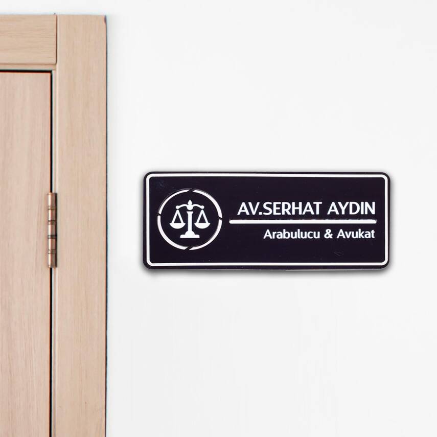Avukata Özel Kapı İsimlik Tabelası Ofis Yönlendirme Kapı İsimlik Avukat Tabela - 1