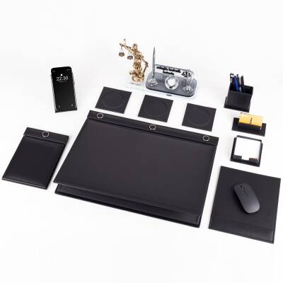 Avukata Themis Heykelli Düğmeli Siyah Sümen Takımı İmza Tasarımlı Masa İsimliği Hediye - 4