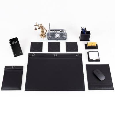 Avukata Themis Heykelli Düğmeli Siyah Sümen Takımı İmza Tasarımlı Masa İsimliği Hediye - 2