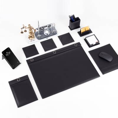 Avukata Themis Heykelli Düğmeli Siyah Sümen Takımı İmza Tasarımlı Masa İsimliği Hediye - 3