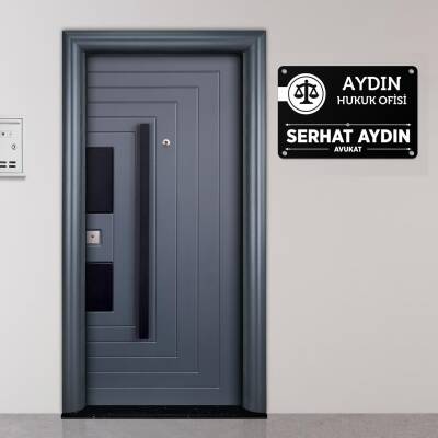 Avukatlara Özel Siyah Kapı Tabelası Büro Ofis Mini Giriş Tabelası Avukat Plaza Tabela - 2