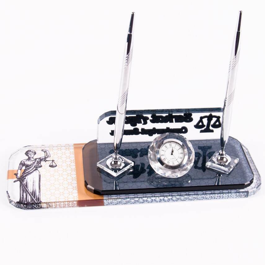 Avukatlara Özel Themis Baskılı Gümüş Kabartma Masa İsimlik Ofis Masa İsimliği - 4