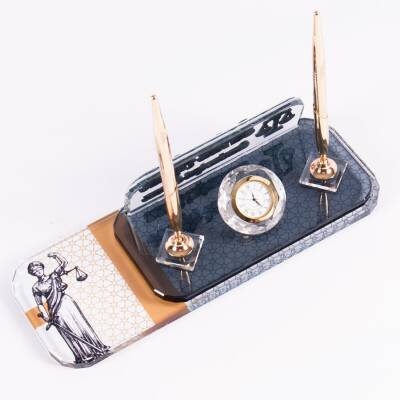 Avukatlara Özel Themis Desenli Altın Kabartma Masa İsimlik Ofis Masa İsimliği - 3