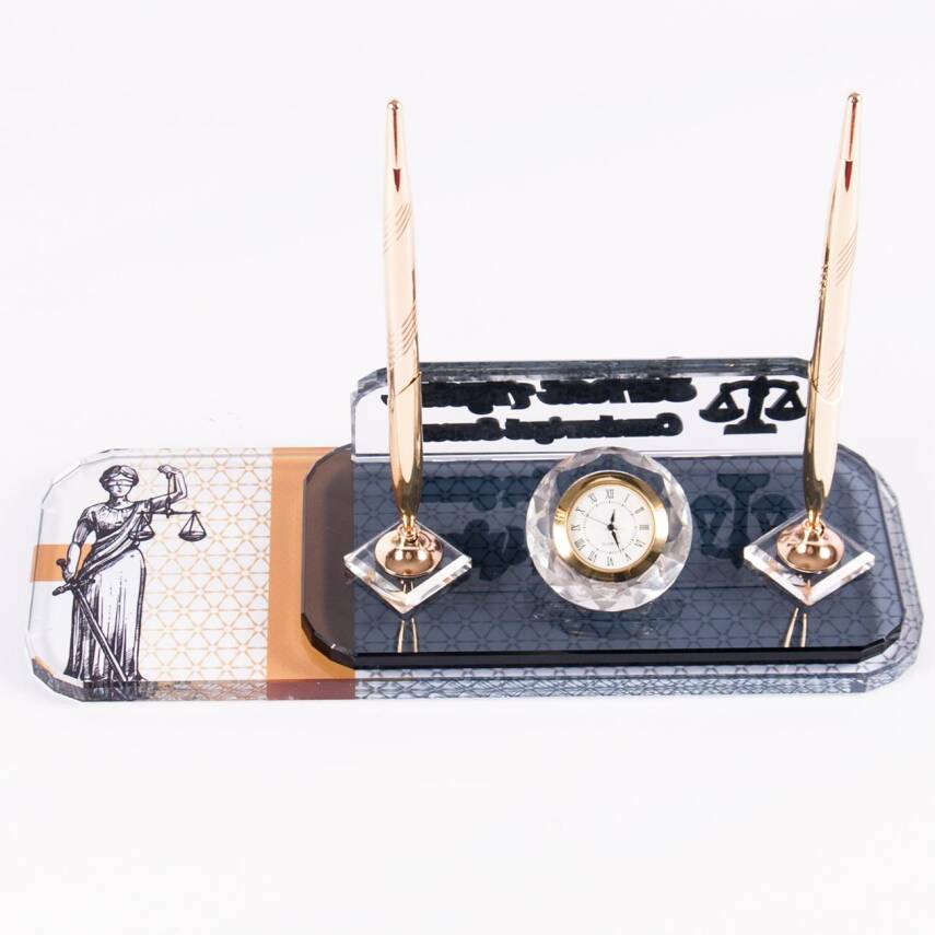 Avukatlara Özel Themis Desenli Altın Kabartma Masa İsimlik Ofis Masa İsimliği - 5