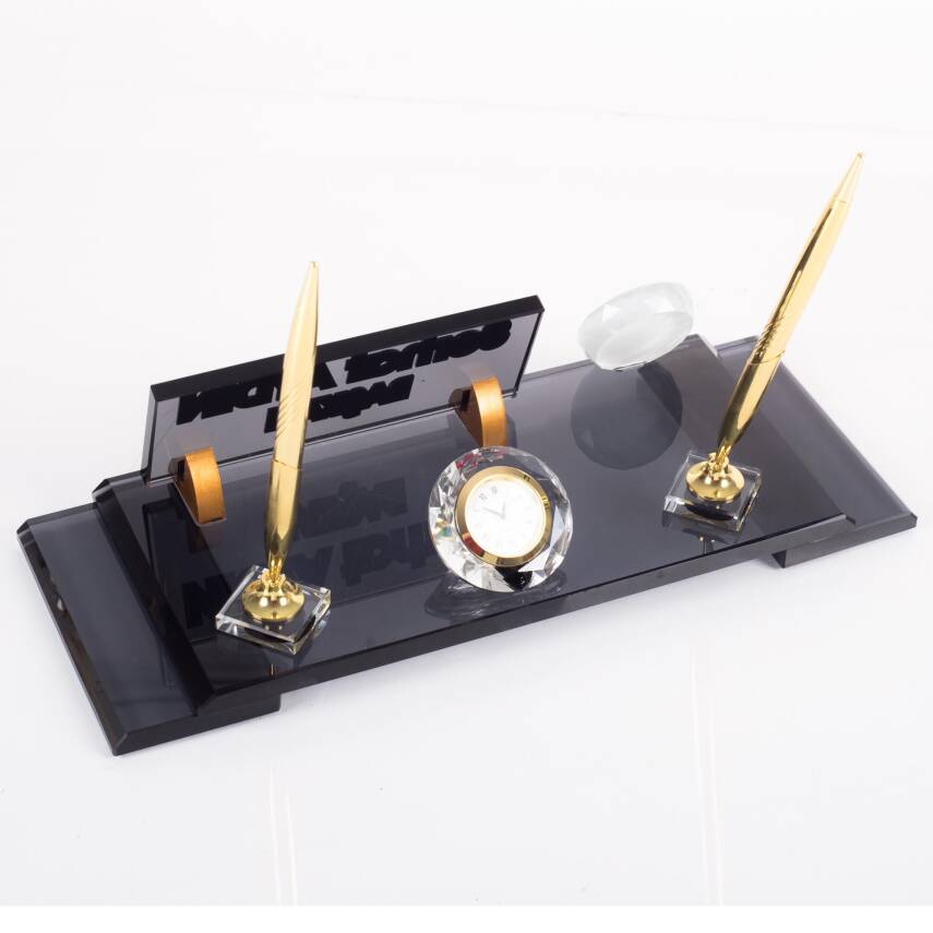 Belediye Başkanlığı Logolu Başkana Özel Makam Masa İsimliği Logolu Kristal Ofis Masaüstü İsimlik - 4