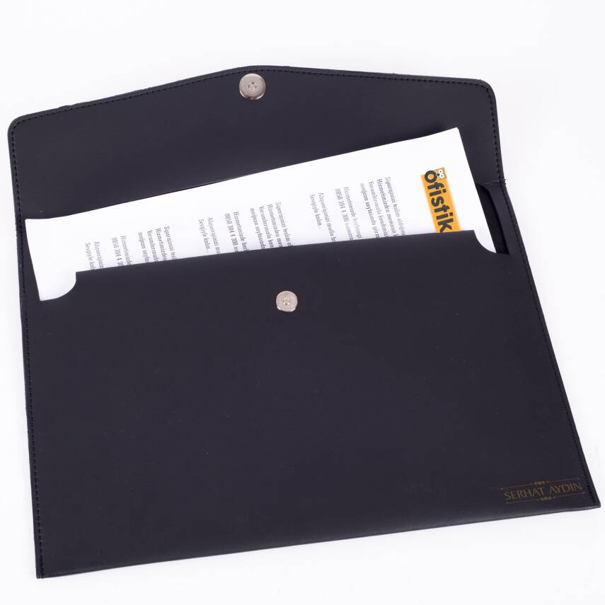 Blu İsme Özel Siyah Deri İç Bölmeli Dosya Evrak Notebook Tablet Çantası Erkek Kartvizit Kalem Kılıfı - 2