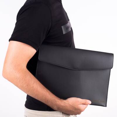 Blu İsme Özel Siyah Deri İç Bölmeli Dosya Evrak Notebook Tablet Çantası Erkek Kartvizit Kalem Kılıfı - 3