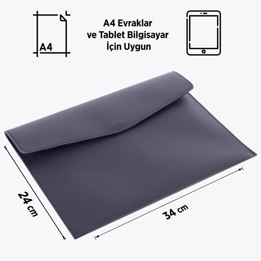 Blu İsme Özel Siyah Deri İç Bölmeli Dosya Evrak Notebook Tablet Çantası Erkek Kartvizit Kalem Kılıfı - 5