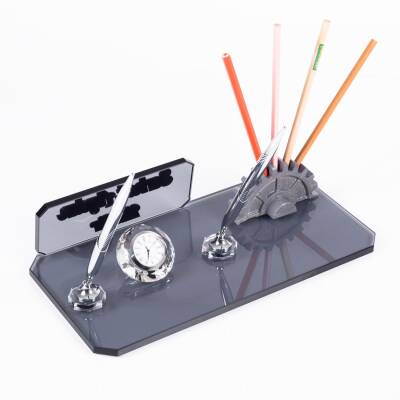 Çark Biblolu Kristal Masa İsimliği Makine Mühendisine Özel Kalemlikli Hediye Masa üstü İsimlik - 3