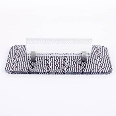 Çizgi Desenli Kristal Masa İsimliği Ofis İsimlik Ofis Hediye Masa Üstü Cam Masa İsimlik - 4