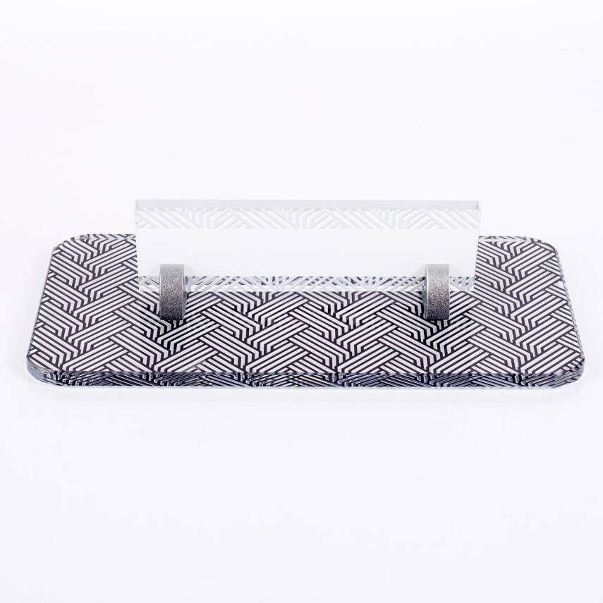 Çizgi Desenli Kristal Masa İsimliği Ofis İsimlik Ofis Hediye Masa Üstü Cam Masa İsimlik - 4