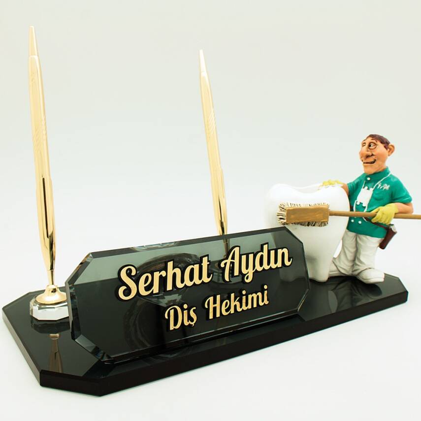 Diş Hekimi Biblolu İsimlik Diş Doktoru Kristal Masa İsimliği Diş Hekimlerine Özel Hediye - 2