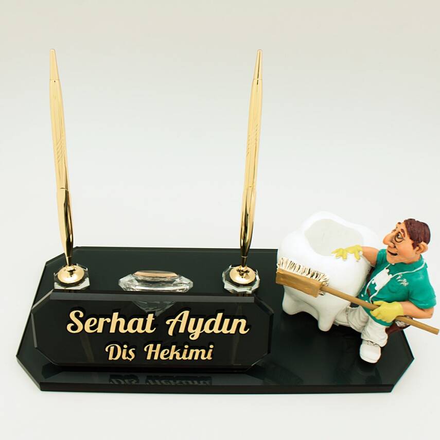 Diş Hekimi Biblolu İsimlik Diş Doktoru Kristal Masa İsimliği Diş Hekimlerine Özel Hediye - 3