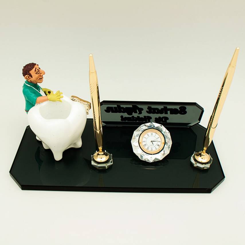 Diş Hekimi Biblolu İsimlik Diş Doktoru Kristal Masa İsimliği Diş Hekimlerine Özel Hediye - 4