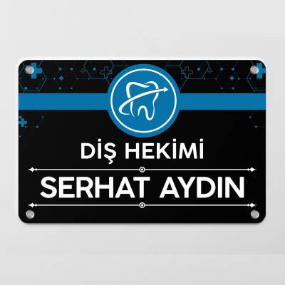 Diş Hekimlerine Özel Siyah Kapı Tabela Büro Ofis Giriş Tabelası - Ofistike