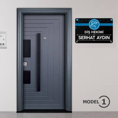 Diş Hekimlerine Özel Siyah Kapı Tabela Büro Ofis Giriş Tabelası - 2