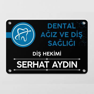 Diş Hekimlerine Özel Siyah Kapı Tabela Büro Ofis Giriş Tabelası - 3