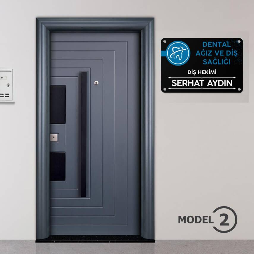 Diş Hekimlerine Özel Siyah Kapı Tabela Büro Ofis Giriş Tabelası - 4
