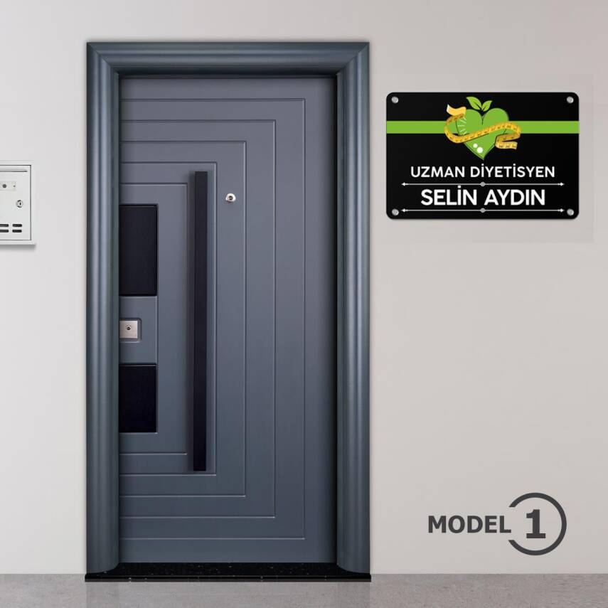 Diyetisyene Özel Siyah Kapı Tabela Büro Ofis Mini Giriş Tabelası - 2