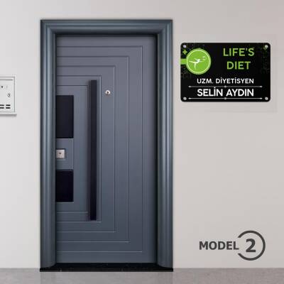 Diyetisyene Özel Siyah Kapı Tabela Büro Ofis Mini Giriş Tabelası - 4
