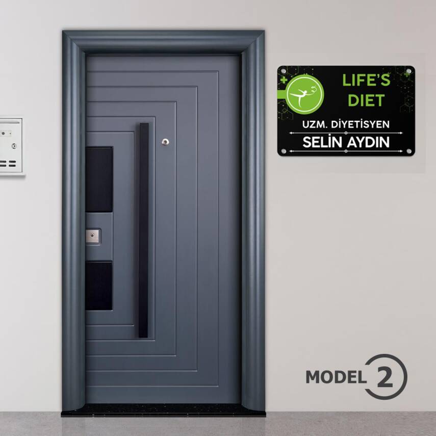 Diyetisyene Özel Siyah Kapı Tabela Büro Ofis Mini Giriş Tabelası - 4
