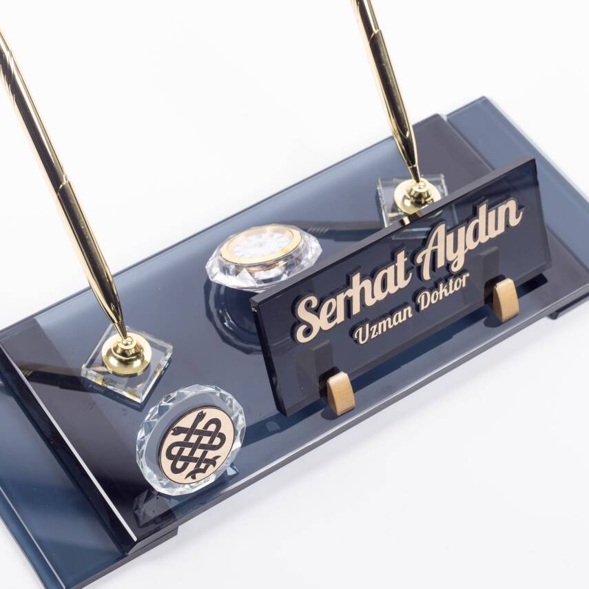 Doktora Özel İsimlik Hekimlere Tıp Logolu Elit Masa İsimliği - 1