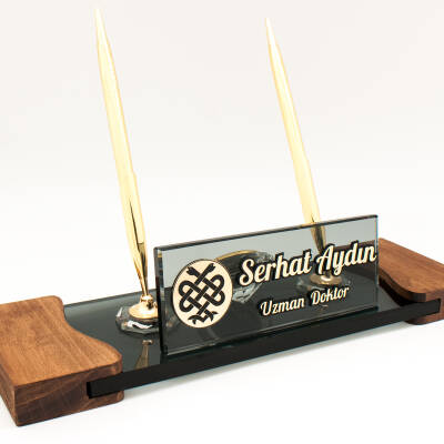 Doktora Özel İsimlik Tıp Logolu Masif Masa İsimliği - Ofistike