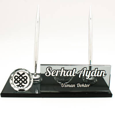 Doktorlara Özel İsimlik Kabartma Logolu Kristal Masa İsimliği Doktora Hediye Ofis Masa üstü İsimlik - 2