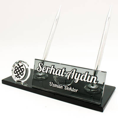 Doktorlara Özel İsimlik Kabartma Logolu Kristal Masa İsimliği Doktora Hediye Ofis Masa üstü İsimlik - 3