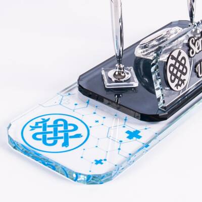 Doktorlara Özel Kristal Masa İsimlik Tıp Logolu Ofis Masa İsimliği - Ofistike