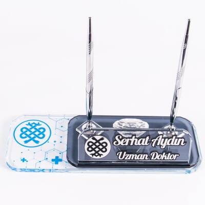 Doktorlara Özel Kristal Masa İsimlik Tıp Logolu Ofis Masa İsimliği - 4