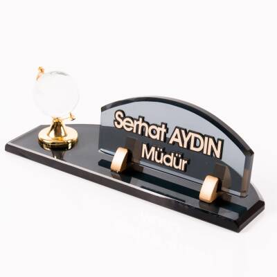 Dünya Biblolu Kabartma Yazılı Füme Kristal Ofis Masa Üstü İsimliği Yeni İşyeri Hediyesi Fikirleri - 2