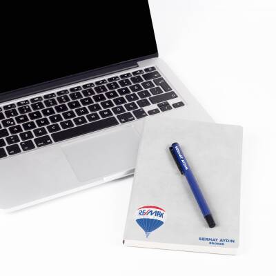 Emlak Danışmanlarına Özel Gri Renk İsim ve Logo Baskılı Ajanda Kalem Seti - Ofistike
